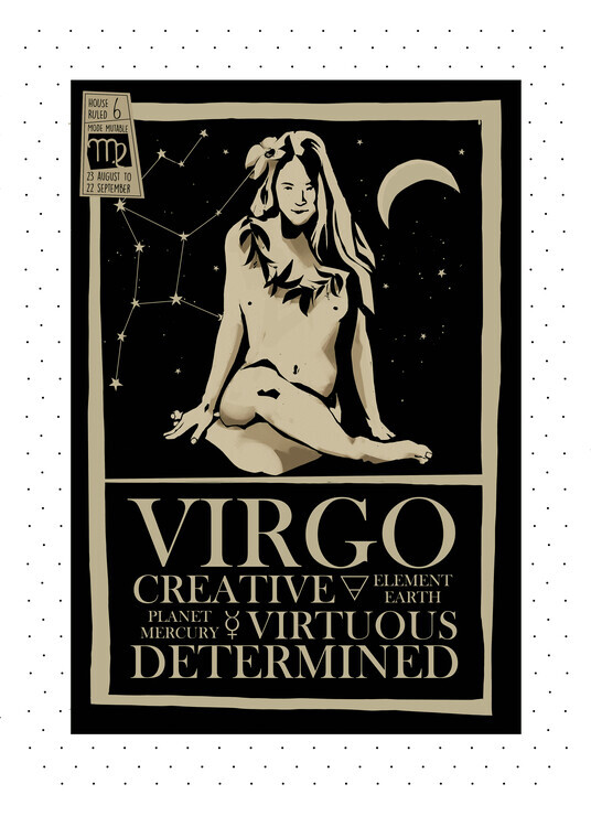 Dion Gem Plakát, Obraz - Virgo Celestial Woman, Dion Gem, 30 × 40 cm
