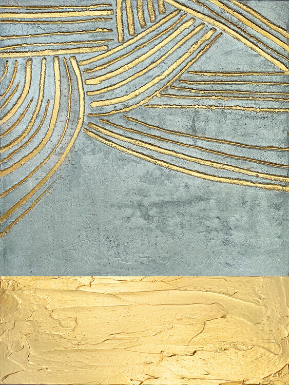 Alyson Storms Plakát, Obraz - Textured Gold Waves, Alyson Storms, 30 × 40 cm