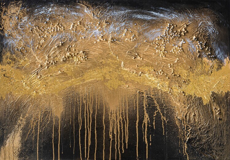 Anete Purina-Purite Plakát, Obraz - Molten Gold Flow, Anete Purina-Purite, 40 × 26.7 cm