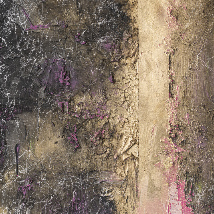 Anete Purina-Purite Plakát, Obraz - Textured Golden Purple, Anete Purina-Purite, 40 × 40 cm