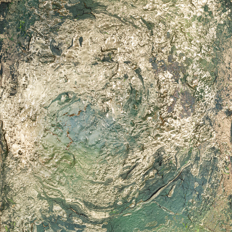 Anete Purina-Purite Plakát, Obraz - Golden Green Flow, Anete Purina-Purite, 40 × 40 cm