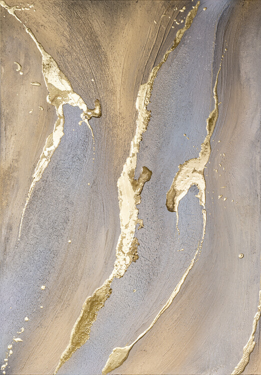 Anete Purina-Purite Plakát, Obraz - Liquid Gold Streams, Anete Purina-Purite, 26.7 × 40 cm