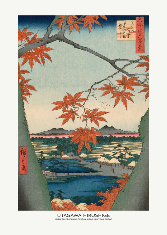 Utagawa Hiroshige Plakát, Obraz - Maple Trees At Mama, Utagawa Hiroshige, 30 × 40 cm