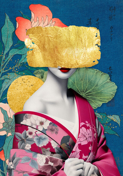 Marja van den Hurk Plakát, Obraz - Japanese Gold Kimono Mask, Marja van den Hurk, 26.7 × 40 cm