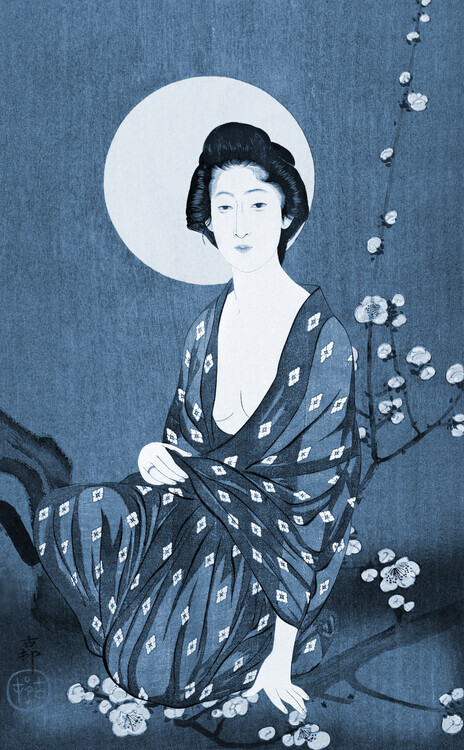 Marja van den Hurk Plakát, Obraz - Moonlit Geisha Plum Blossoms, Marja van den Hurk, 24.8 × 40 cm