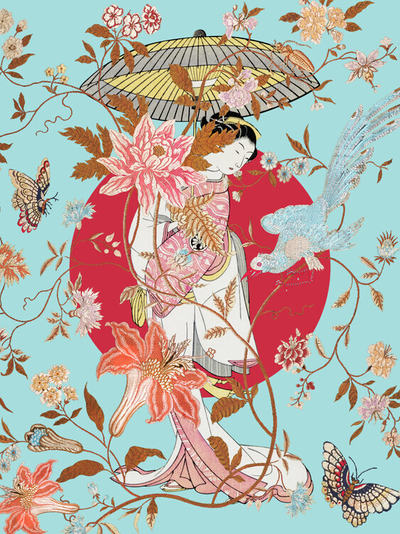 Marja van den Hurk Plakát, Obraz - Japanese Kimono Garden, Marja van den Hurk, 30 × 40 cm