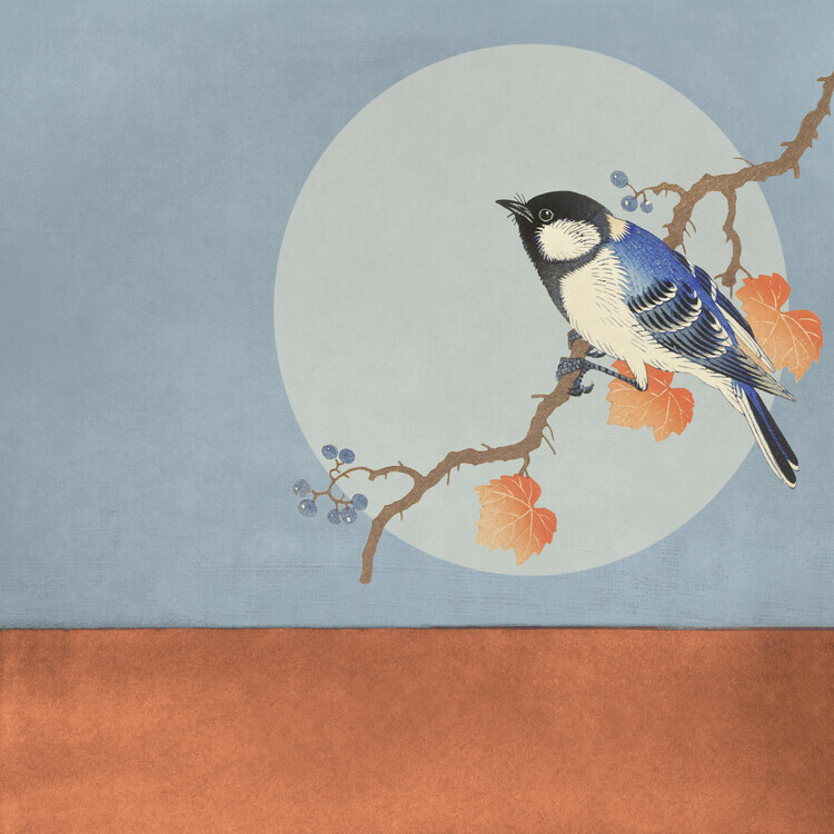 Marja van den Hurk Plakát, Obraz - Blue Bird Under Moon, Marja van den Hurk, 40 × 40 cm