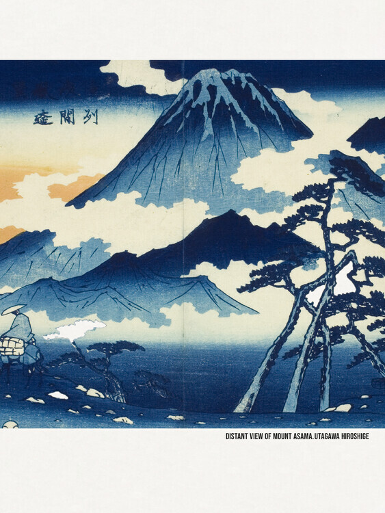 Utagawa Hiroshige Plakát, Obraz - Distant View of Mount Asama In the Shinshu District, Utagawa Hiroshige, 30 × 40 cm