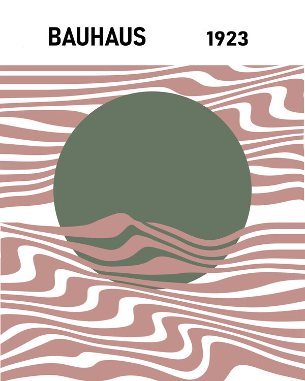 Sannel Larson Plakát, Obraz - Modern Bauhaus Wave Circle, Sannel Larson, 30 × 40 cm