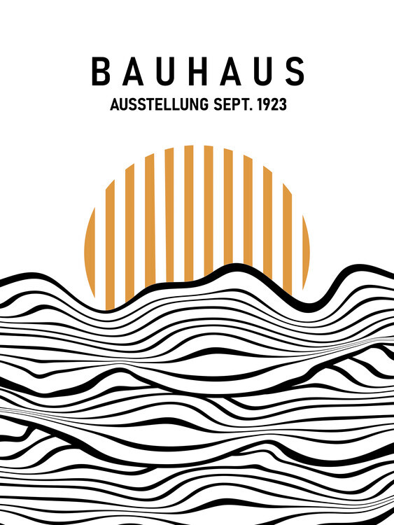 Sannel Larson Plakát, Obraz - Bauhaus Striped Sun Waves, Sannel Larson, 30 × 40 cm