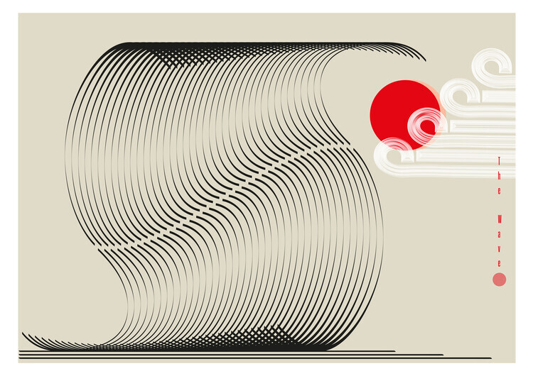 Frances Collett Plakát, Obraz - Japanese Flowing Sun, Frances Collett, 40 × 30 cm