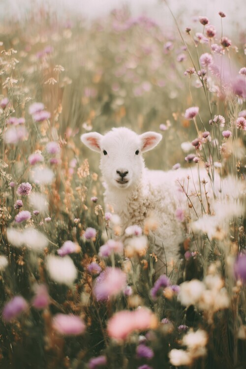 Treechild Plakát, Obraz - Sheep in bloom, Treechild, 26.7 × 40 cm