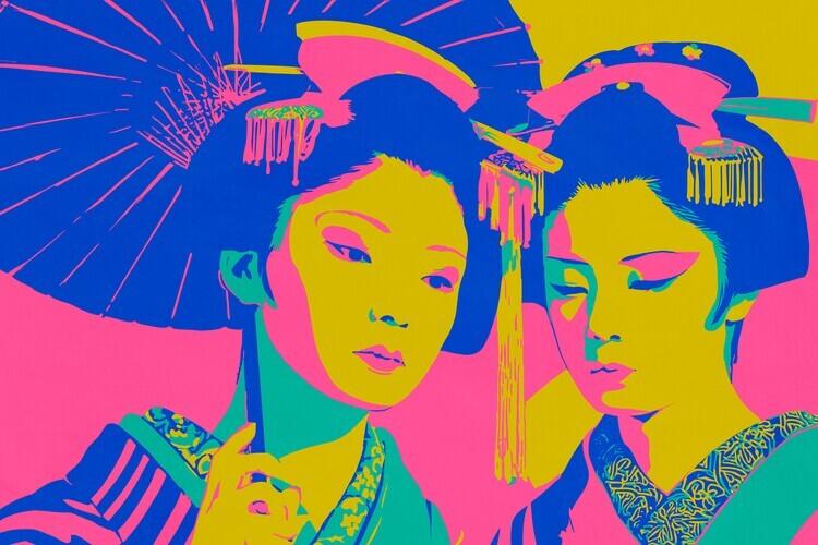 Treechild Plakát, Obraz - Vibrant Japanese Geishas, Treechild, 40 × 26.7 cm