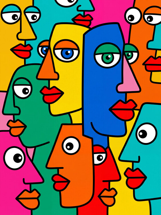 Andreas Magnusson Plakát, Obraz - Colorful Abstract Faces, Andreas Magnusson, 30 × 40 cm