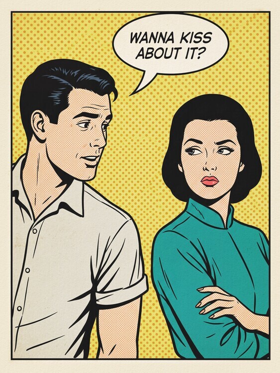 Andreas Magnusson Plakát, Obraz - Retro Kiss Proposal, Andreas Magnusson, 30 × 40 cm