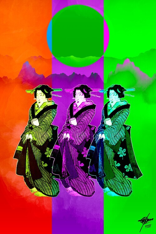 Osvaldo Russo Plakát, Obraz - Pop Art Geisha Trio, Osvaldo Russo, 26.7 × 40 cm