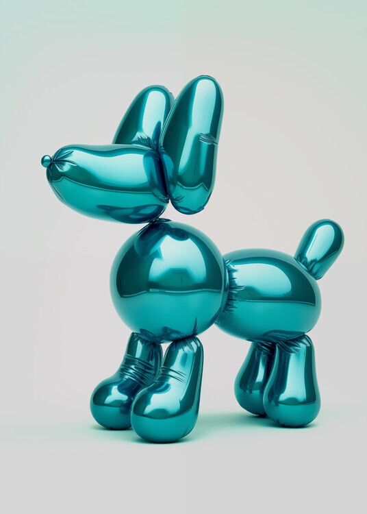 Andreas Magnusson Plakát, Obraz - Metallic Teal Balloon Dog, Andreas Magnusson, 30 × 40 cm