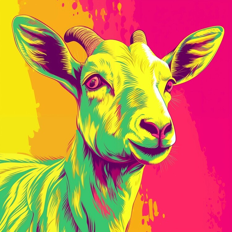 Andreas Magnusson Plakát, Obraz - Colorful Smiling Goat, Andreas Magnusson, 40 × 40 cm