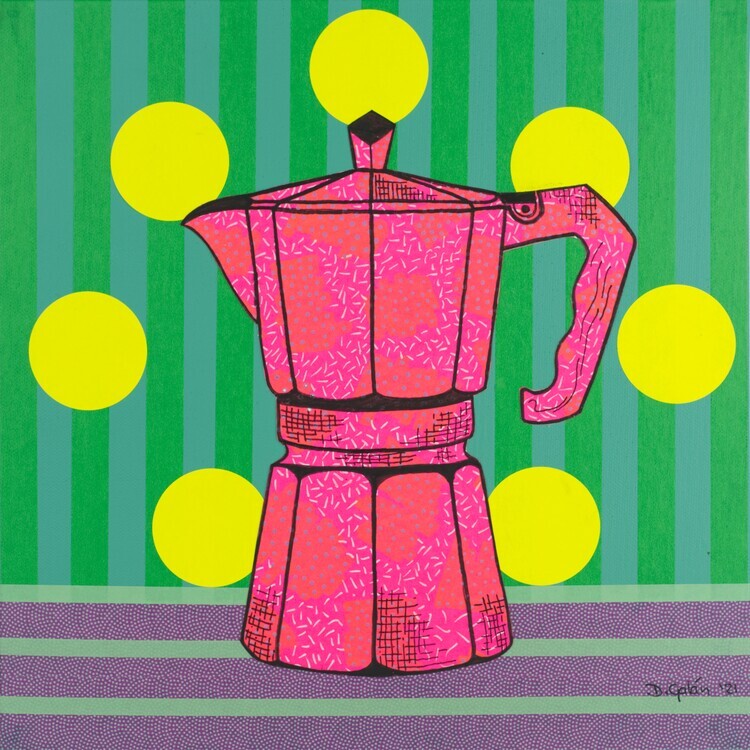 David Galan Plakát, Obraz - Pop Art Moka Pot, David Galan, 40 × 40 cm