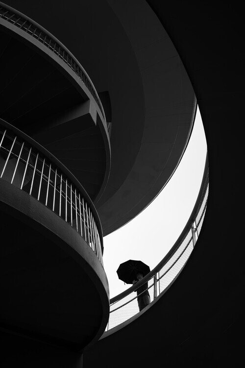 Joe Zhong Plakát, Obraz - Spiral Staircase Silhouette, Joe Zhong, 26.7 × 40 cm
