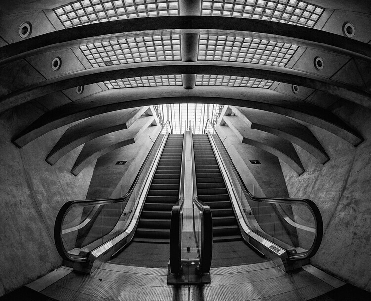 Jef Van den Plakát, Obraz - Subway Station Escalators, Jef Van den, 40 × 30 cm