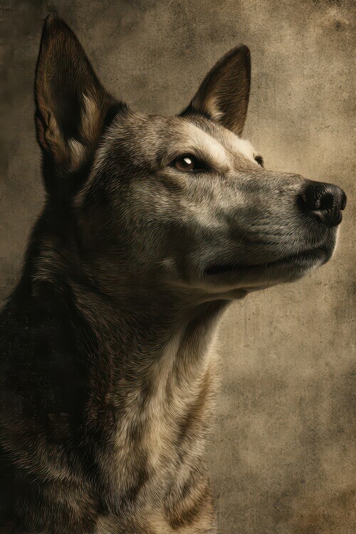 Rafal Kulik Plakát, Obraz - Dignified Canine Portrait, Rafal Kulik, 26.7 × 40 cm