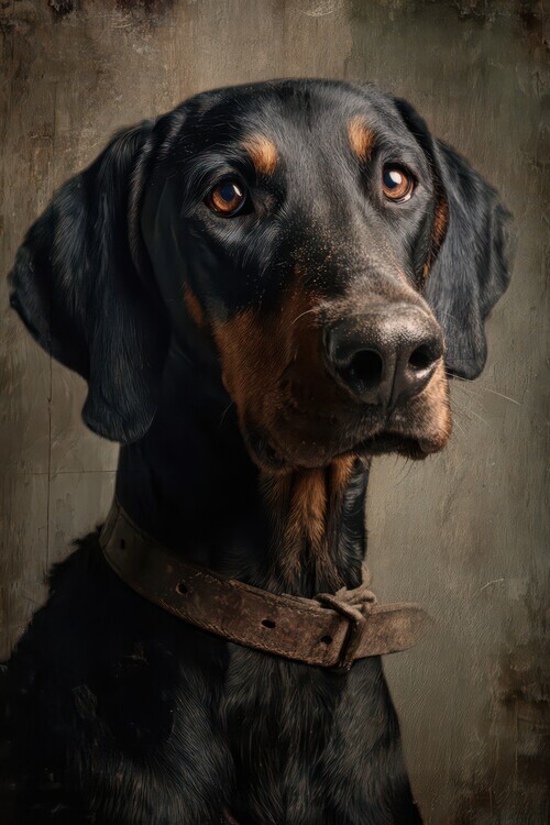 Rafal Kulik Plakát, Obraz - Soulful Black Dog Portrait, Rafal Kulik, 26.7 × 40 cm