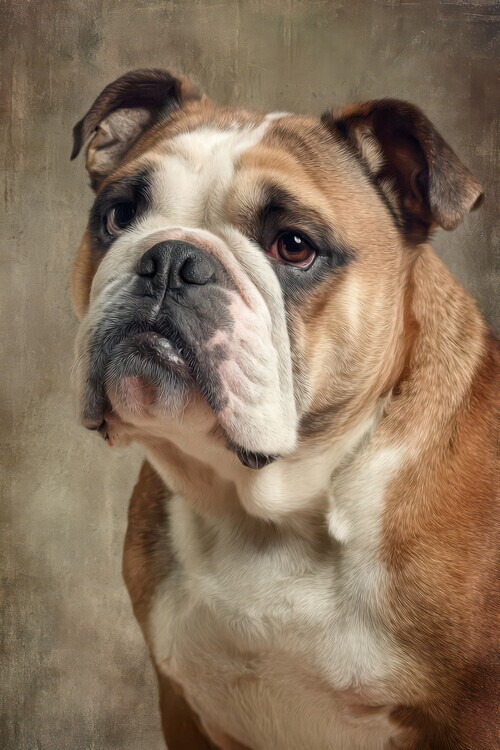 Rafal Kulik Plakát, Obraz - Pensive Bulldog Portrait, Rafal Kulik, 26.7 × 40 cm