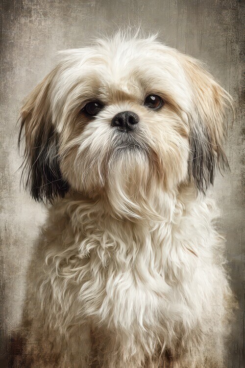 Rafal Kulik Plakát, Obraz - Fluffy Shih Tzu Portrait, Rafal Kulik, 26.7 × 40 cm