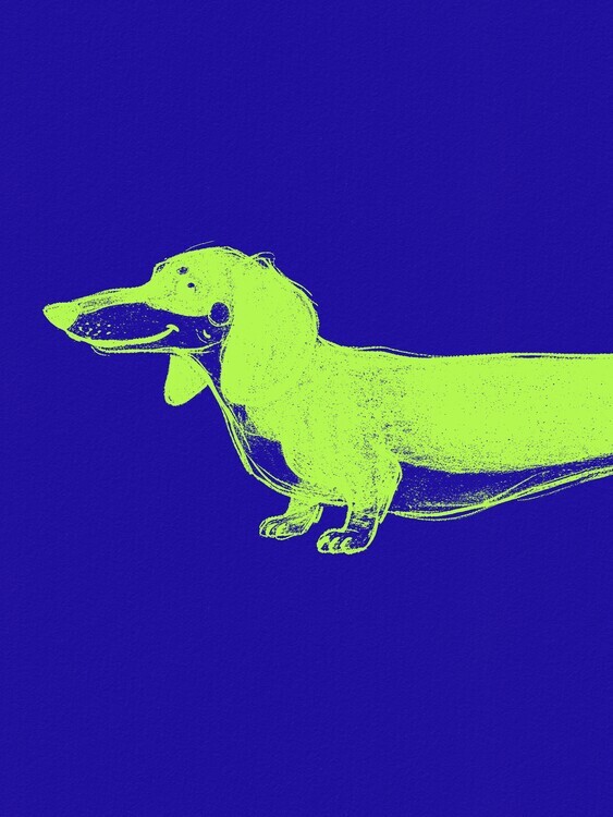 Andreas Magnusson Plakát, Obraz - Modern Green Dachshund, Andreas Magnusson, 30 × 40 cm