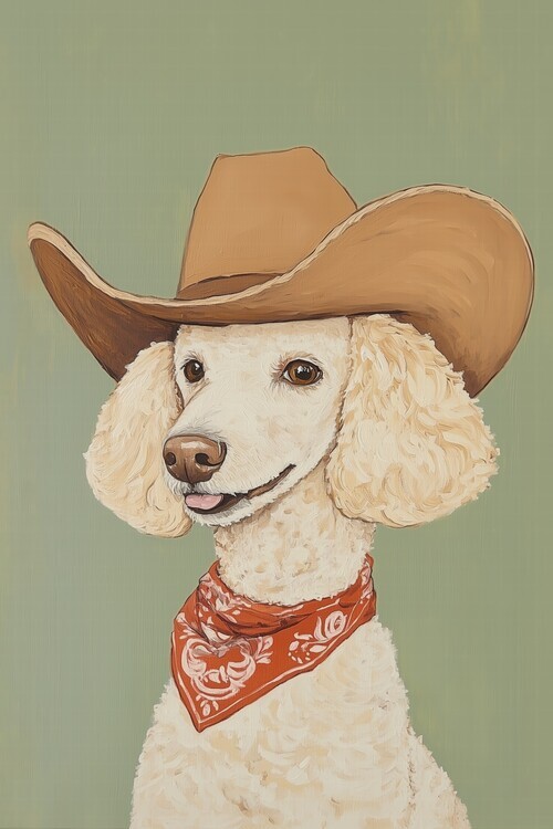Melloi Art Prints Plakát, Obraz - Cowboy Poodle, Melloi Art Prints, 26.7 × 40 cm