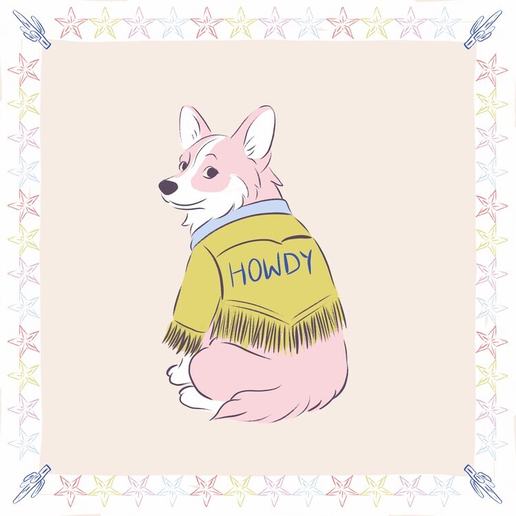 Radhika Modi Plakát, Obraz - Cute Howdy Corgi, Radhika Modi, 40 × 40 cm