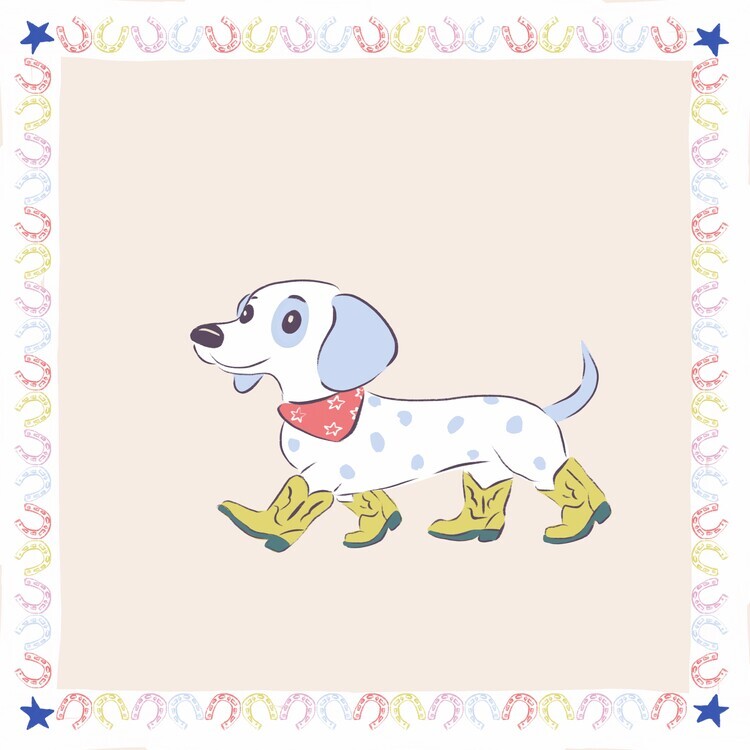 Radhika Modi Plakát, Obraz - Cowboy Dog In Boots, Radhika Modi, 40 × 40 cm