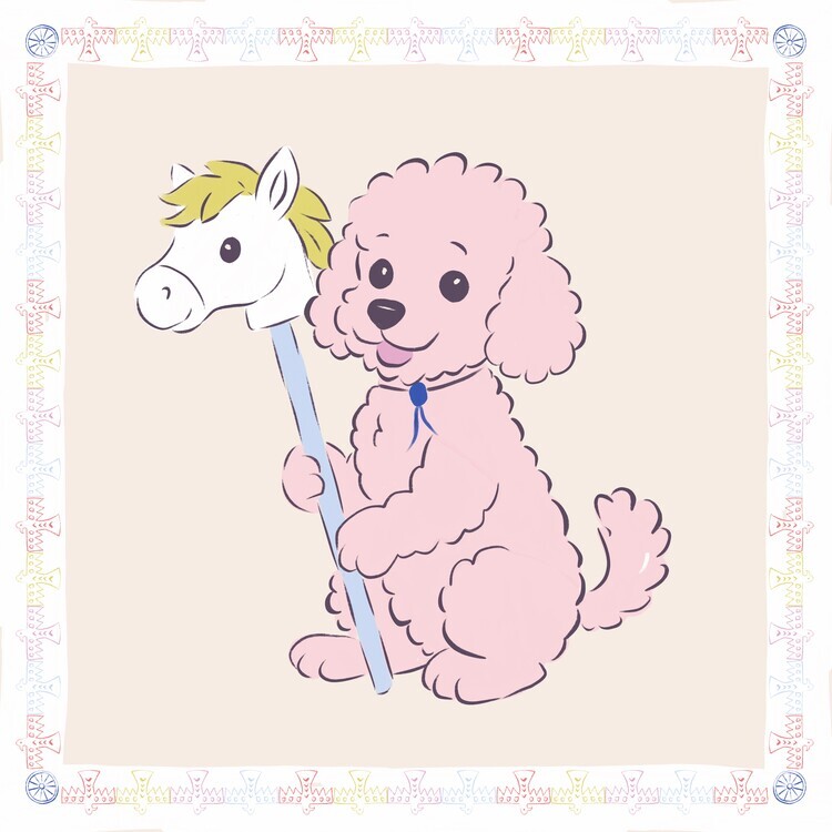 Radhika Modi Plakát, Obraz - Cute Pink Poodle Playtime, Radhika Modi, 40 × 40 cm