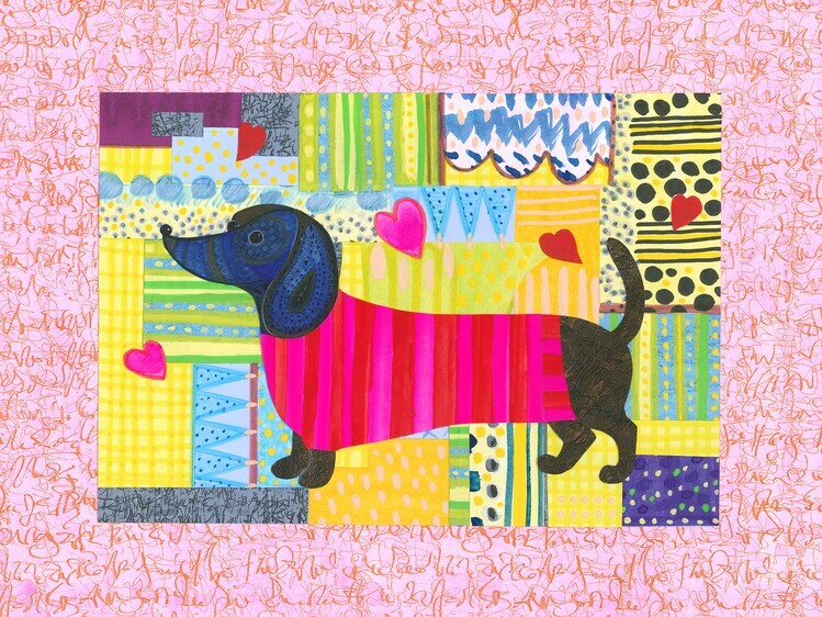 Isabelle Brent Plakát, Obraz - Colorful Dachshund Sweater, Isabelle Brent, 40 × 30 cm