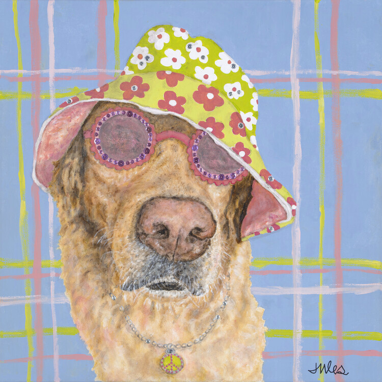 Jules Gissler Plakát, Obraz - Groovy Dog Portrait, Jules Gissler, 40 × 40 cm