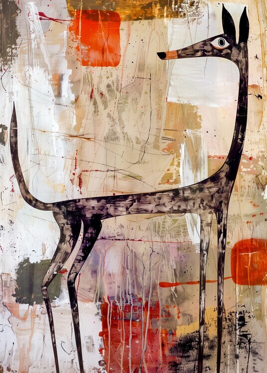 Justyna Jaszke Plakát, Obraz - Modern Abstract Greyhound, Justyna Jaszke, 30 × 40 cm