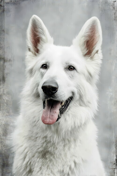 Rafal Kulik Plakát, Obraz - Happy White Shepherd, Rafal Kulik, 26.7 × 40 cm