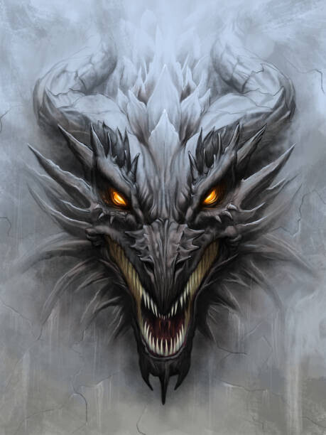 Refluo Plakát, Obraz - Dragon head on stone background, Refluo, 30 × 40 cm