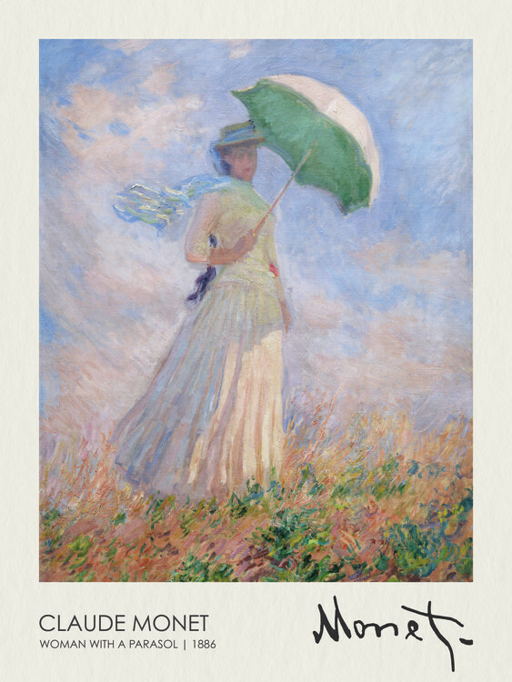 Claude Monet Plakát, Obraz - Woman with a Parasol turned to the Right (1886), Claude Monet, 30 × 40 cm