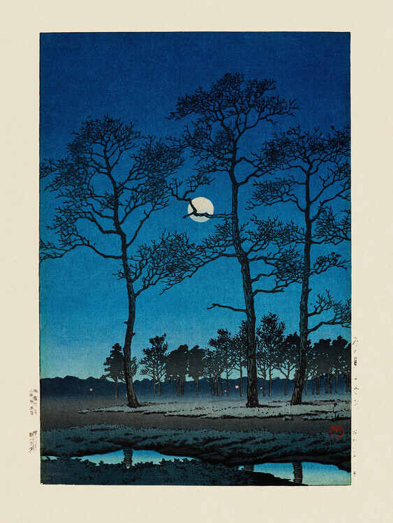 Kawase Hasui Plakát, Obraz - Winter Moon At Toyamagahara (1931), Kawase Hasui, 30 × 40 cm