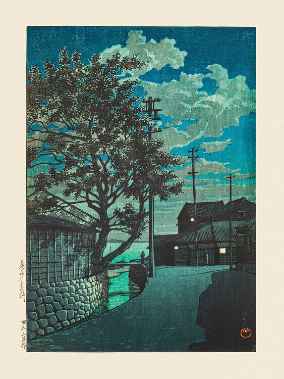 Kawase Hasui Plakát, Obraz - Kamezaki Bishu 1928, Kawase Hasui, 30 × 40 cm