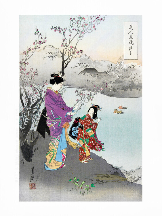 Ogata Gekko Plakát, Obraz - Admiring the Plum Blossom (1887-1896), Ogata Gekko, 30 × 40 cm