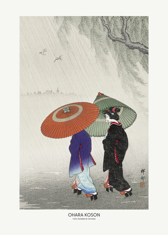 Ohara Koson Plakát, Obraz - Two Women In The Rain, Ohara Koson, 30 × 40 cm