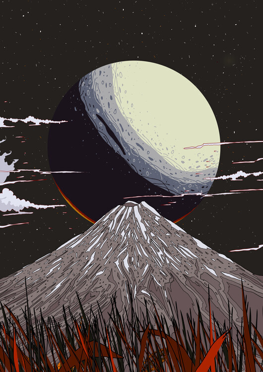 Nicholas Plakát, Obraz - Moon Over Mount Fuji, Nicholas, 30 × 40 cm