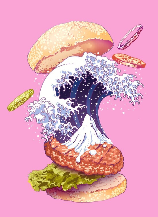 Adam Lawless Plakát, Obraz - Dynamic Wave Burger, Adam Lawless, 30 × 40 cm