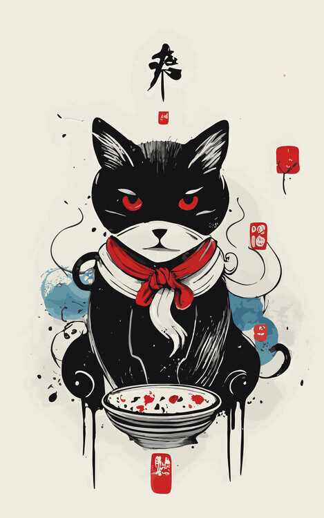 Andreas Magnusson Plakát, Obraz - Samurai Spirit Cat, Andreas Magnusson, 26.7 × 40 cm