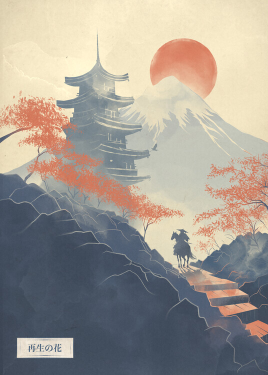 Fadil Roze Plakát, Obraz - Samurai Pagoda Path, Fadil Roze, 30 × 40 cm