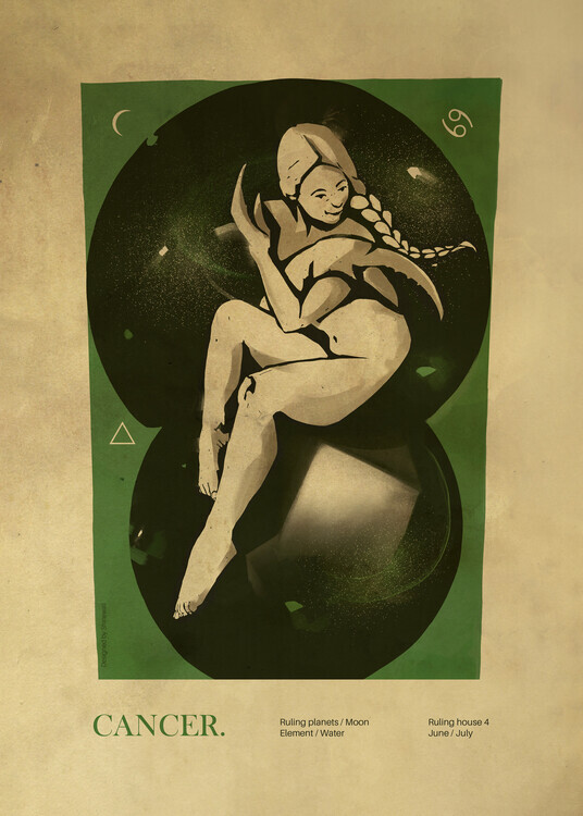 Dion Gem Plakát, Obraz - Celestial Cancer Woman, Dion Gem, 30 × 40 cm