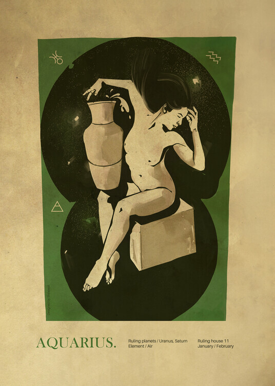 Dion Gem Plakát, Obraz - Aquarius Water Bearer, Dion Gem, 30 × 40 cm